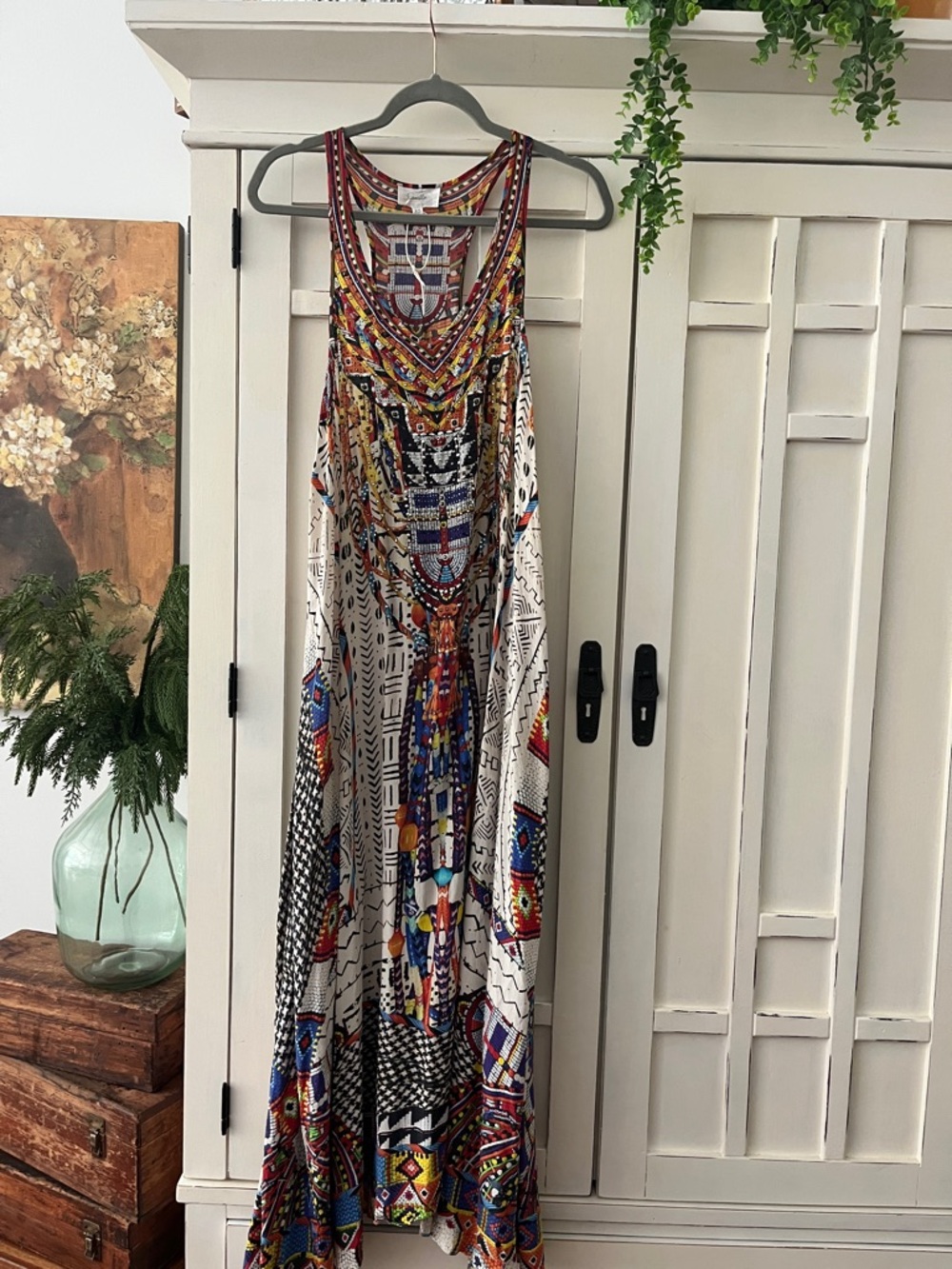 CAMILLA RACERBACK SILK MAXI DRESS BEADED MULTI COLORS STUNNING! Nowt XS - Cruise